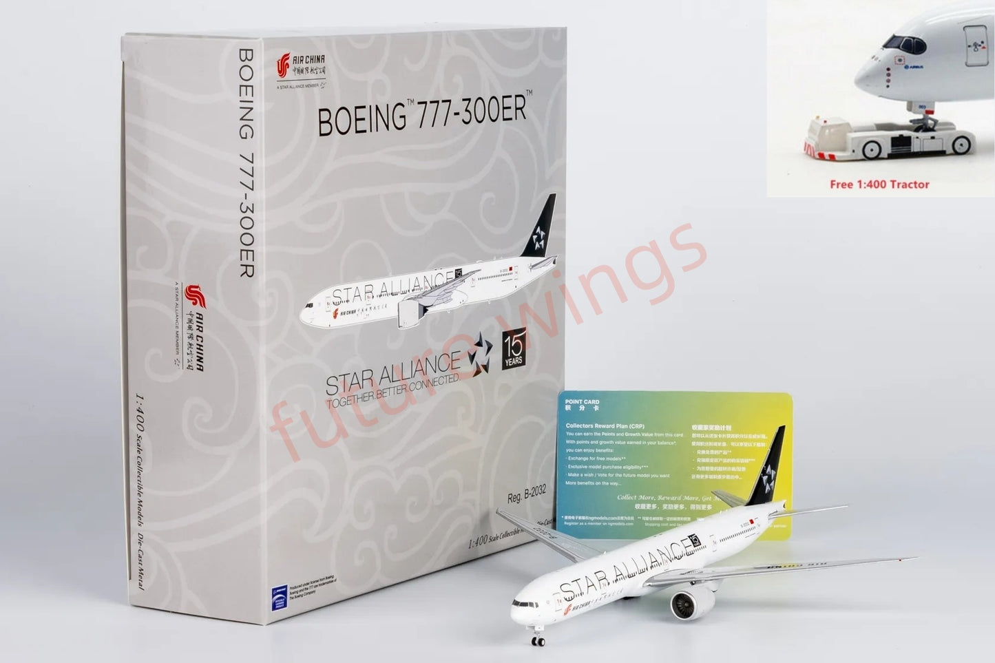 1:400 NG Models NG73062 Air China B777-300ER B-2032 "STAR ALLIANCE" 15YEARS Aircraft Model+Free Tractor