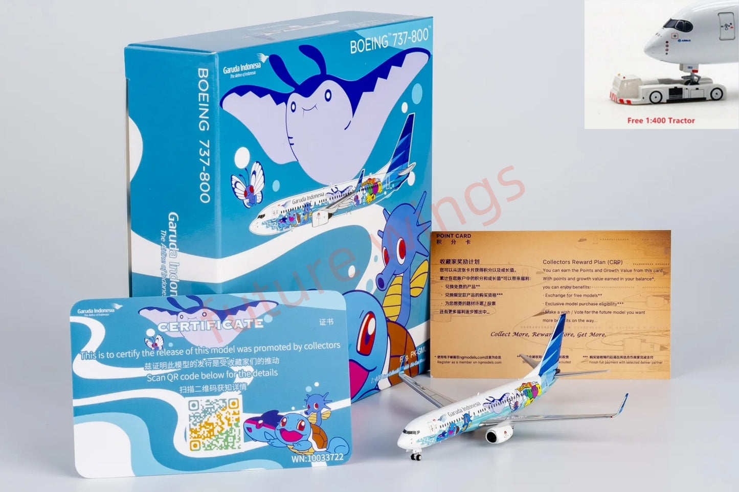 1:400 NG Models NG58229 Garuda Indonesia B737-800 PK-GMU “Pikachu”Aircraft Model+Free Tractor