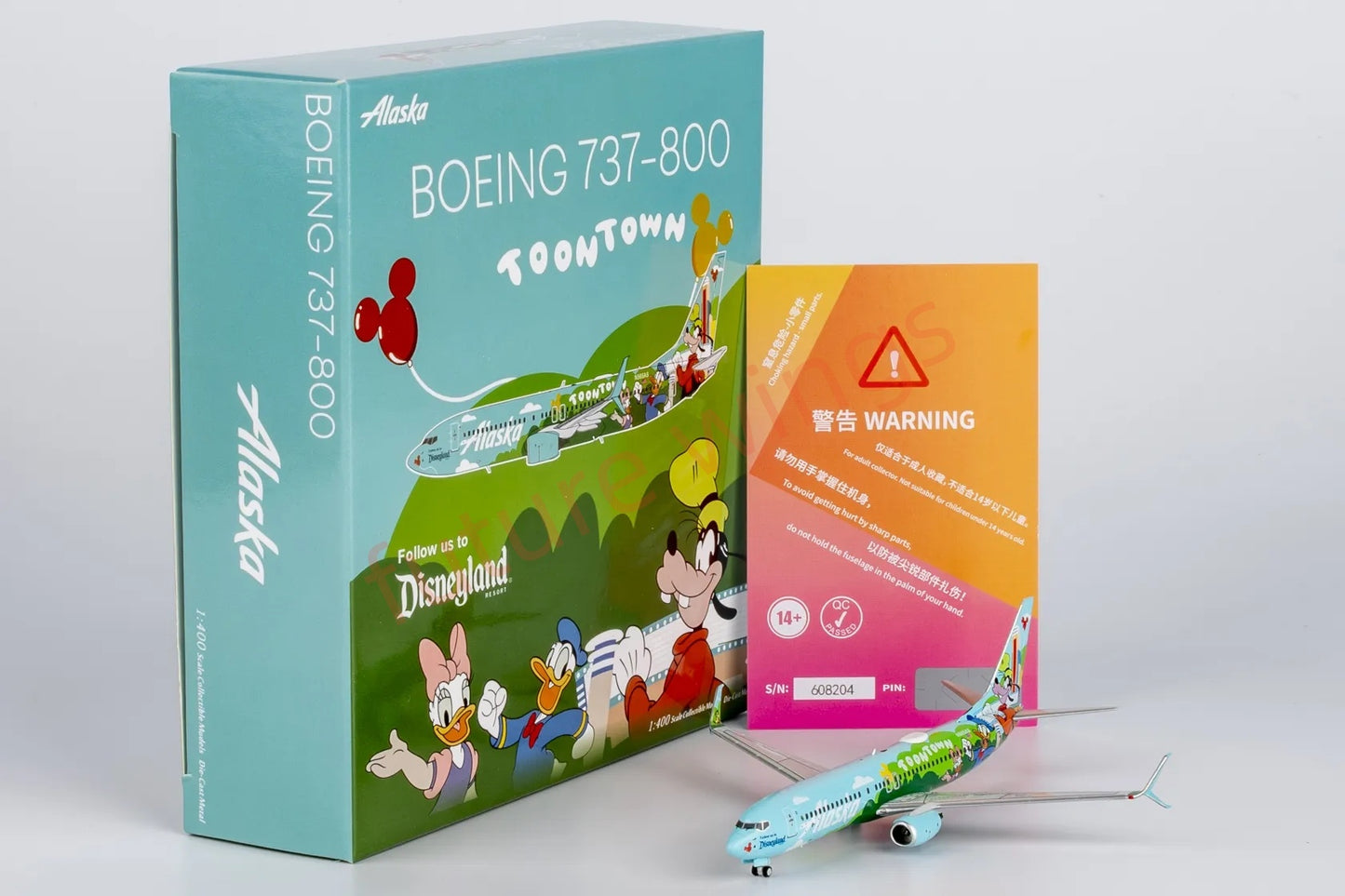 1:400 NG Models NG58222 Alaska Airlines B737-800 N565AS Aircraft Model+Free Tractor