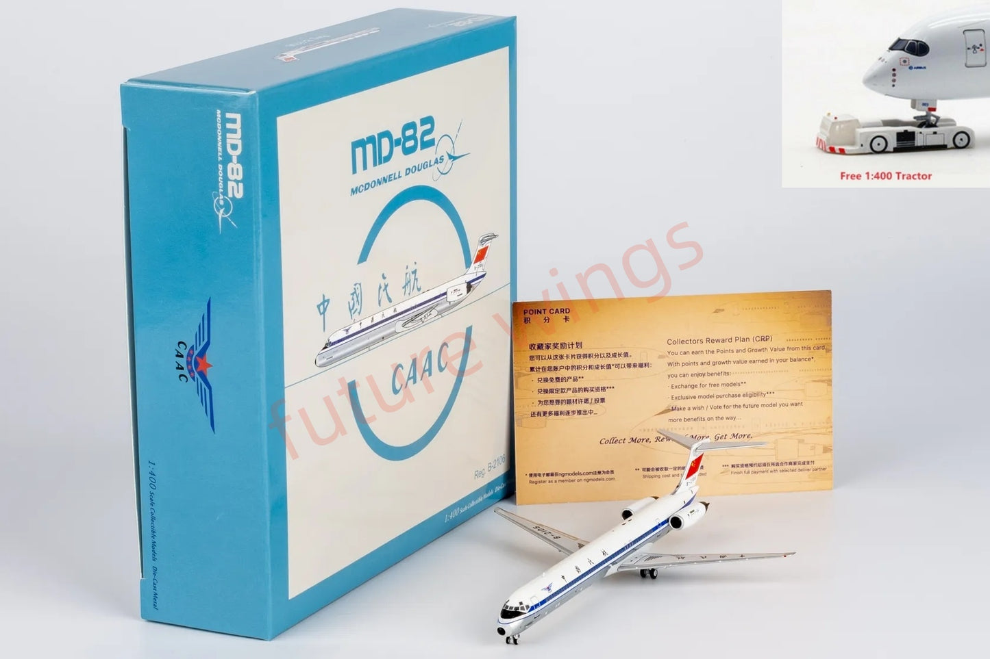 1:400 NG Models NG83015 CAAC McDonnell Douglas MD-82 B-2106 Aircraft Model+Free Tractor