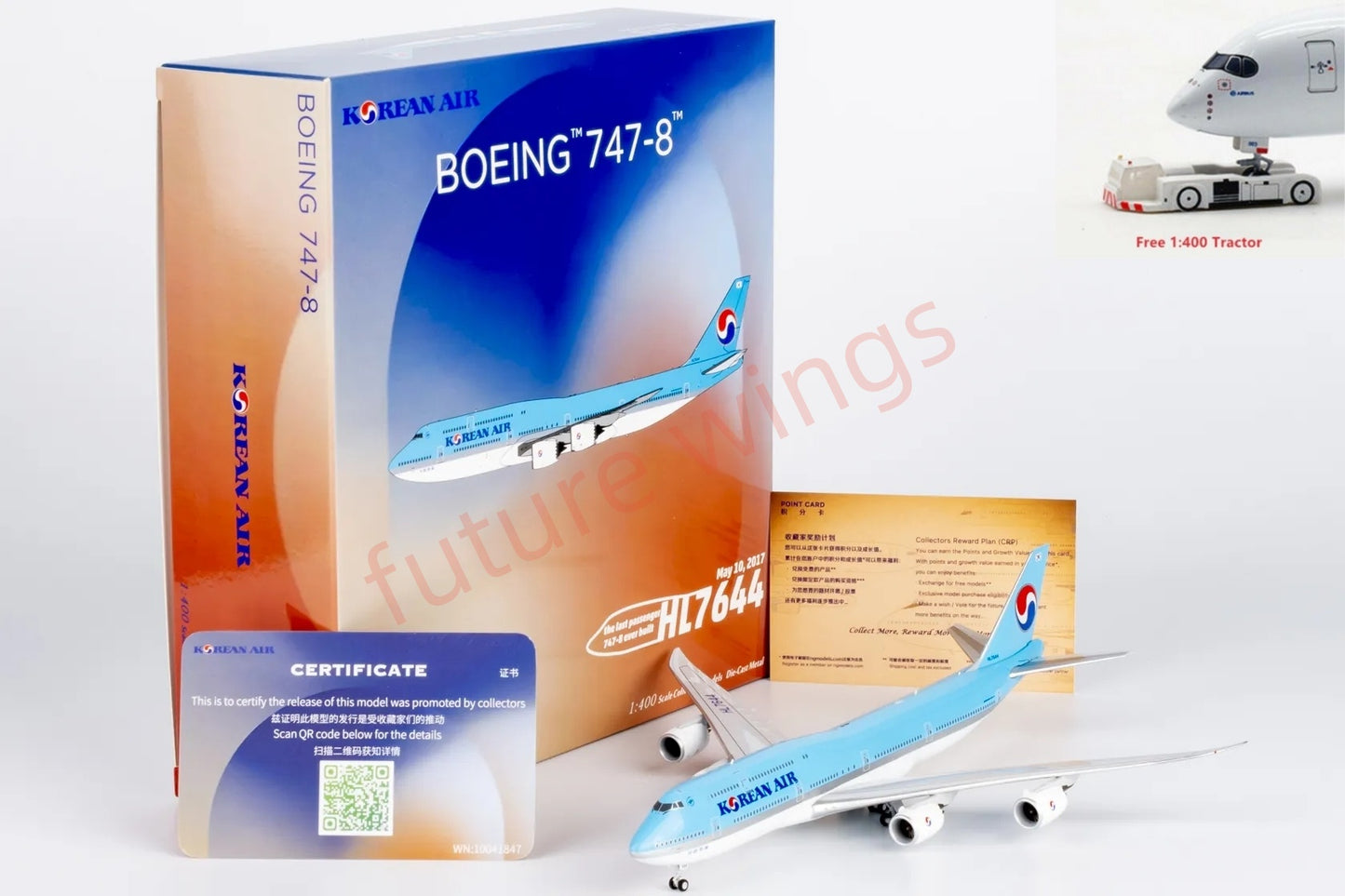 1:400 NG Models NG78036 Korean Air B747-8 HL7644 "The Last Passenger B747 Plane "Aircraft Model+Free Tractor
