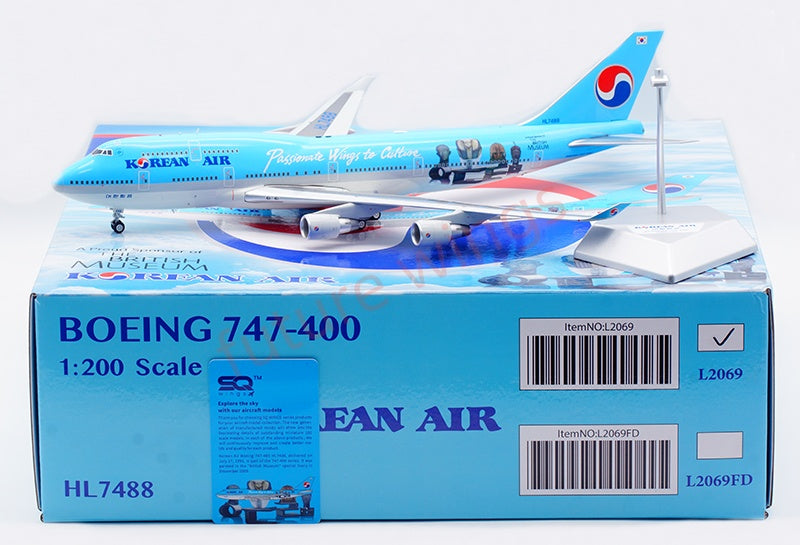 1:200 SQ Wings Korean Air B747-400 HL7488 Diecast Aircraft Model