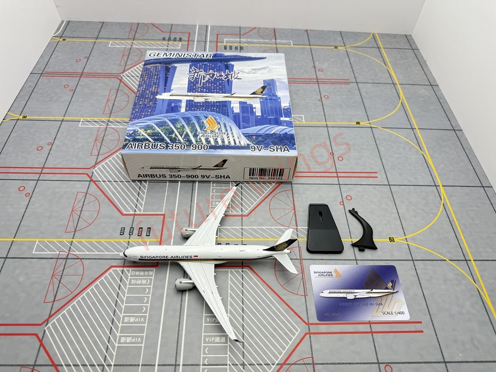 1:400 Geministar Singapore Airlines A350-900 9V-SMA 9V-SHA 9V-SMF Aircraft Model+Free Tractor