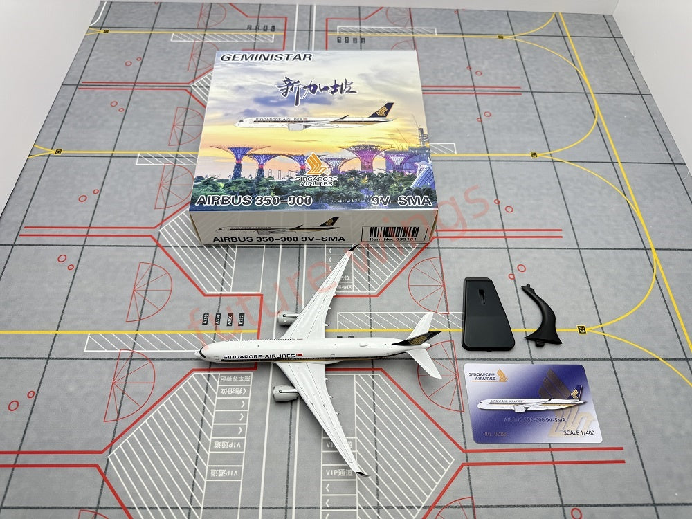 1:400 Geministar Singapore Airlines A350-900 9V-SMA 9V-SHA 9V-SMF Aircraft Model+Free Tractor