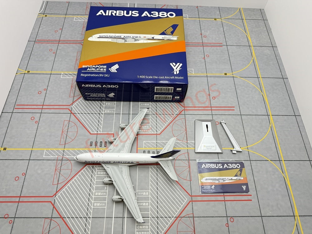 1:400 YY Wings Singapore Airlines A380 9V-SKJ Aircraft Model+Tractor