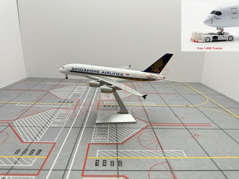 1:400 YY Wings Singapore Airlines A380 9V-SKJ Aircraft Model+Tractor