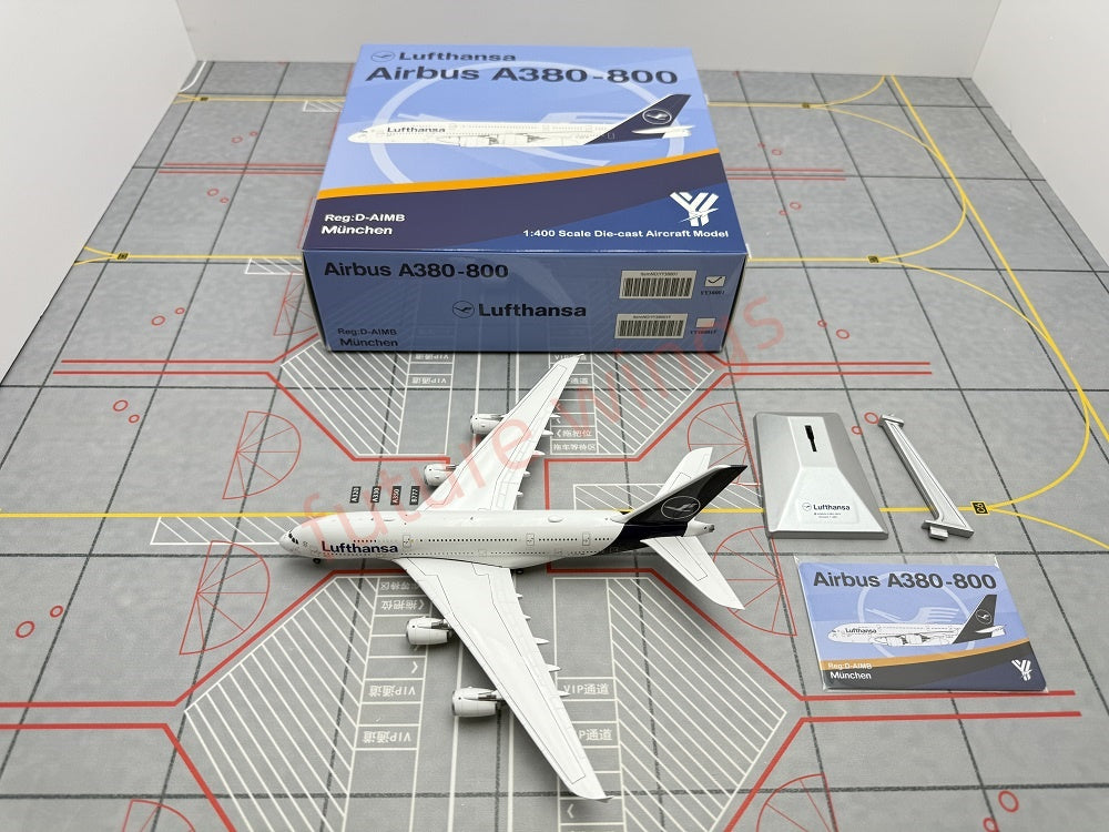 1:400 YY Wings Lufthansa Airlines A380 D-AIMB/D-AIMC Aircraft Model+Tractor