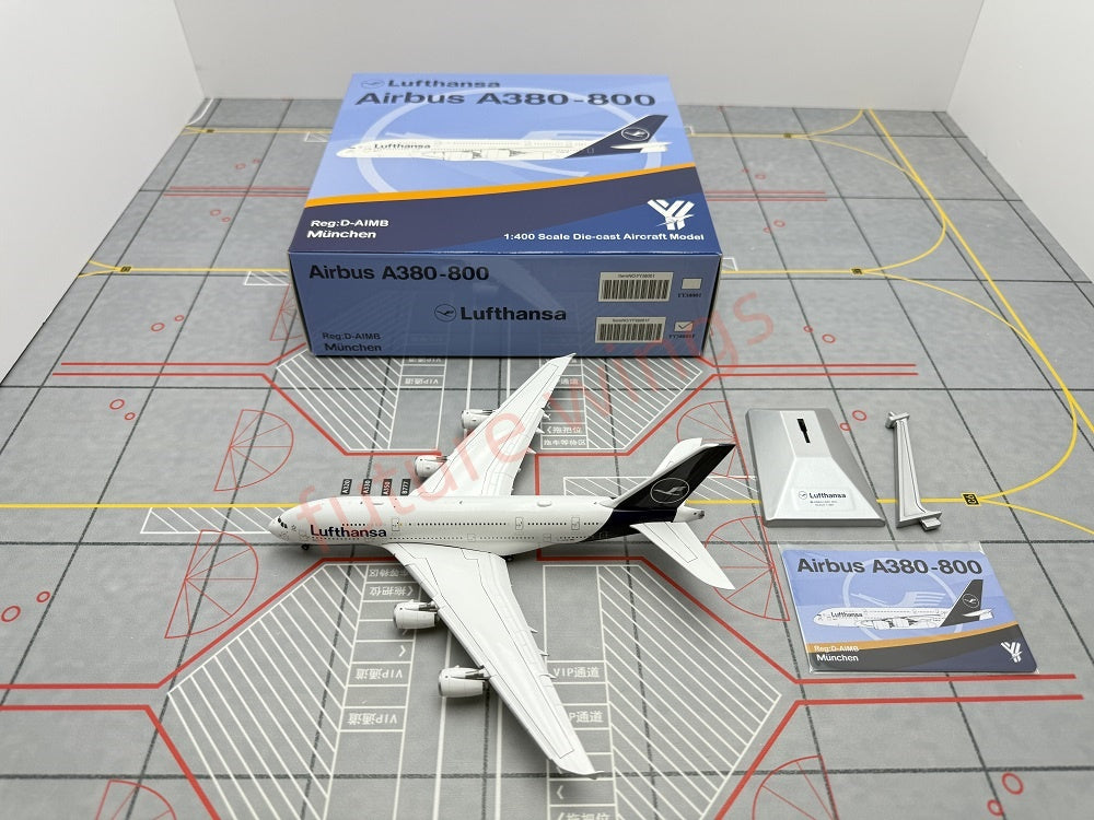 1:400 YY Wings Lufthansa Airlines A380 D-AIMB/D-AIMC Aircraft Model+Tractor