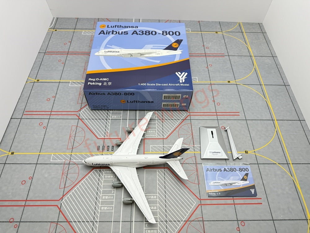 1:400 YY Wings Lufthansa Airlines A380 D-AIMB/D-AIMC Aircraft Model+Tractor