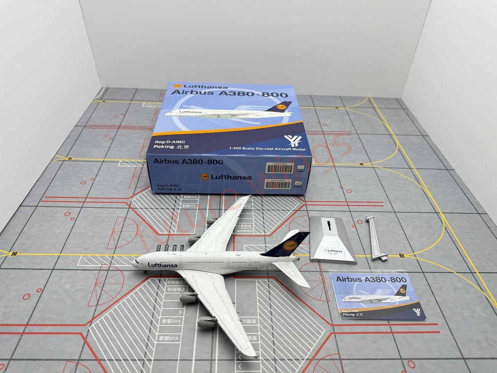 1:400 YY Wings Lufthansa Airlines A380 D-AIMB/D-AIMC Aircraft Model+Tractor