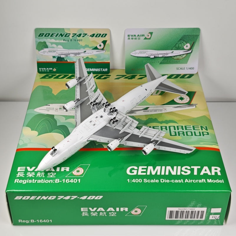 1:400 Geministar EVA Air B747-400 B-16401 Aircraft Model+Free Tractor