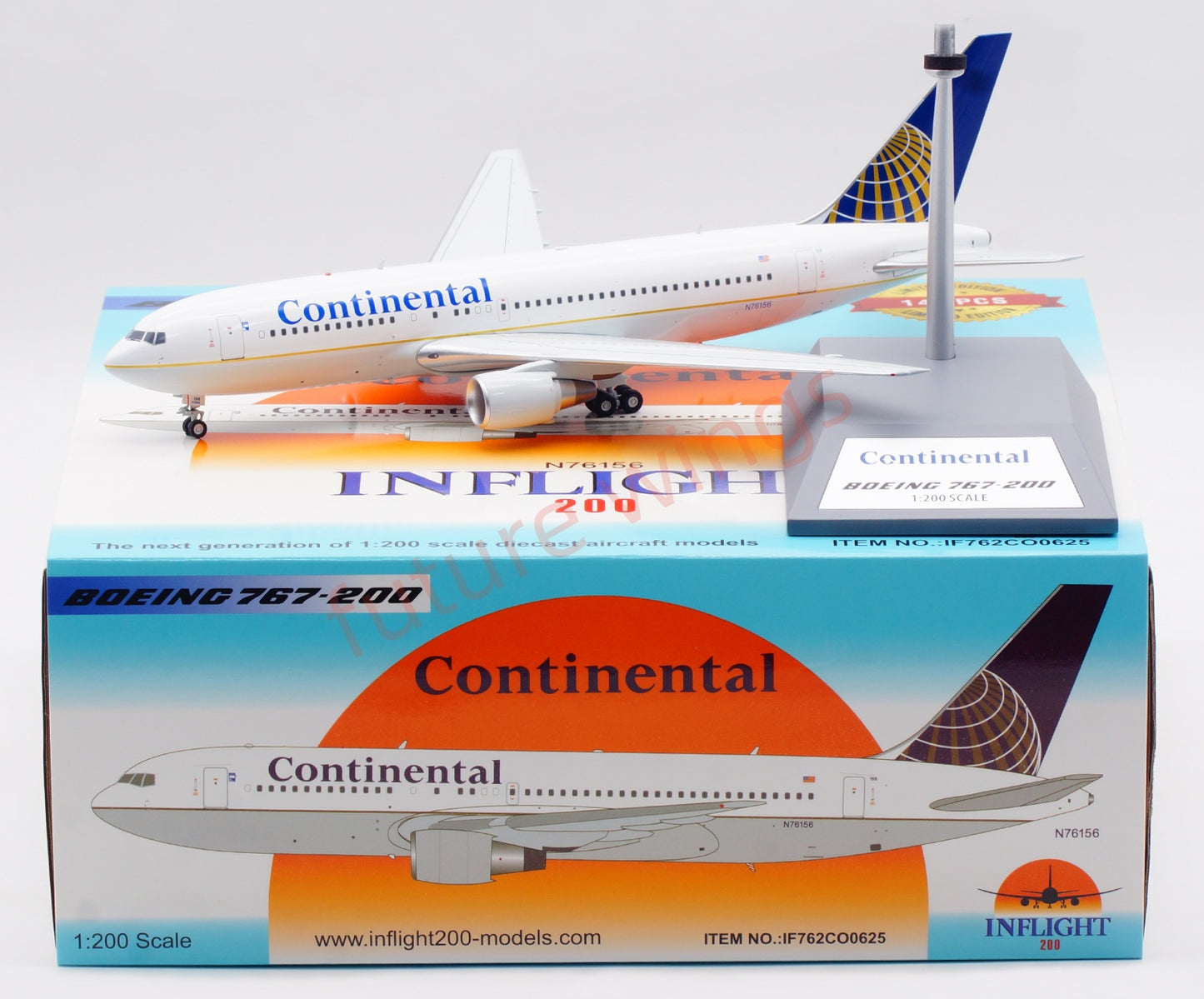 1:200 InFlight200 Continental Airlines B767-200 N76156 Diecast Aircraft Model