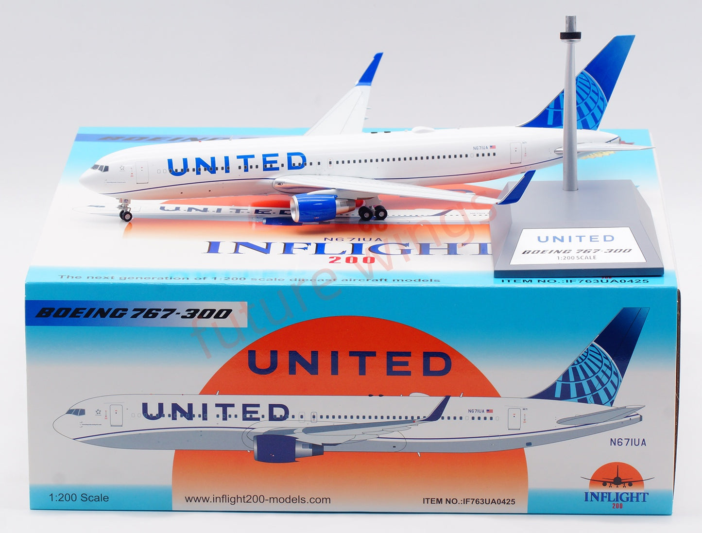 1:200 InFlight200 United Airlines B767-300 N671UA Diecast Aircraft Model