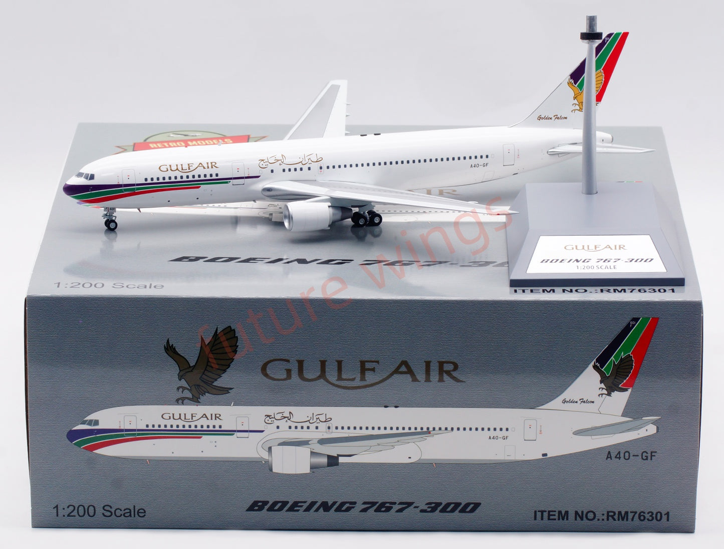 1:200 Retro Models(InFlight200) Gulf Air B767-300ER A4O-GF Diecast Aircraft Model