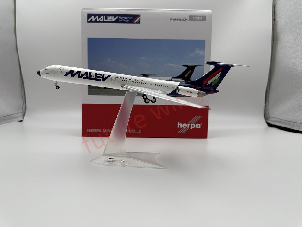 1:200 Herpa Wings Malév/Lot/Ukraine/Interflug Ilyushin IL-62M Diecast Aircraft Model