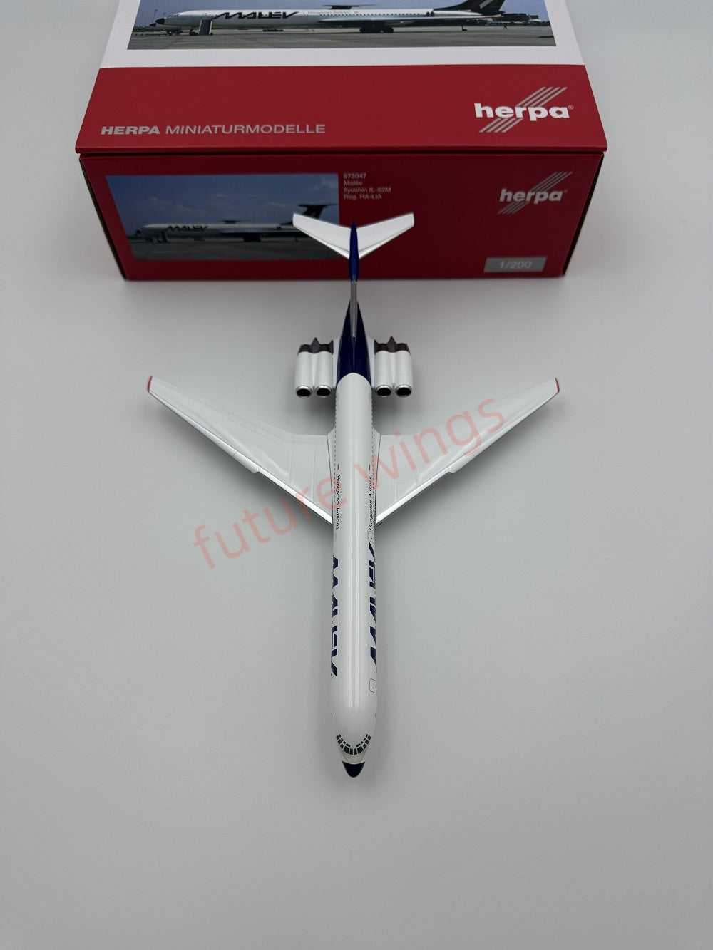 1:200 Herpa Wings Malév/Lot/Ukraine/Interflug Ilyushin IL-62M Diecast Aircraft Model