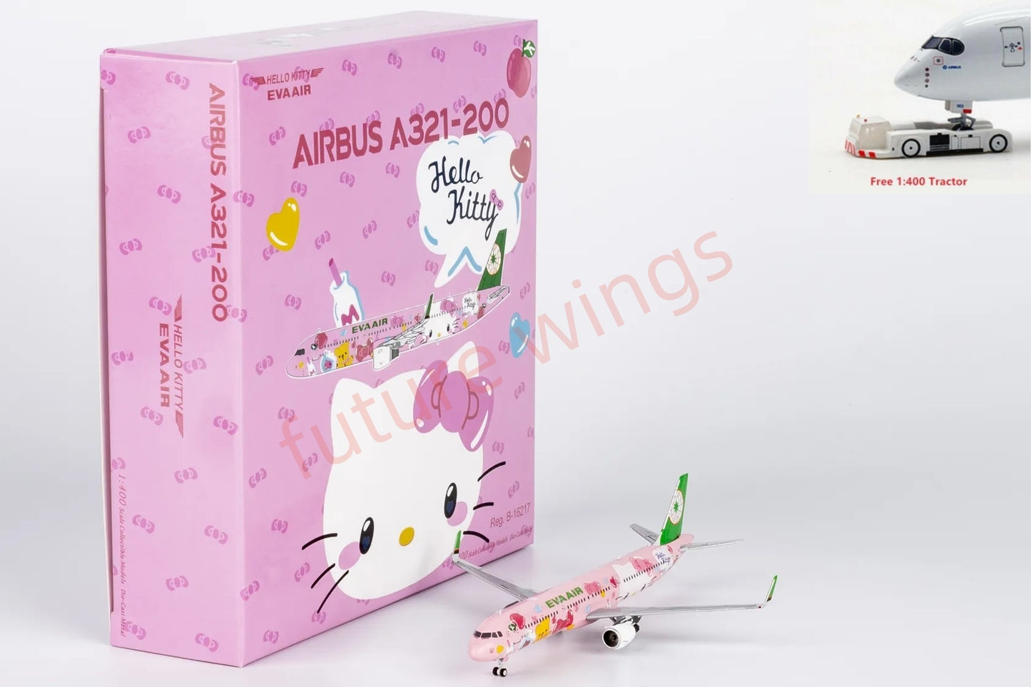 1:400 NG Models NG13123 EVA Air A321 B-16217 KITTY Aircraft Model+Free Tractor