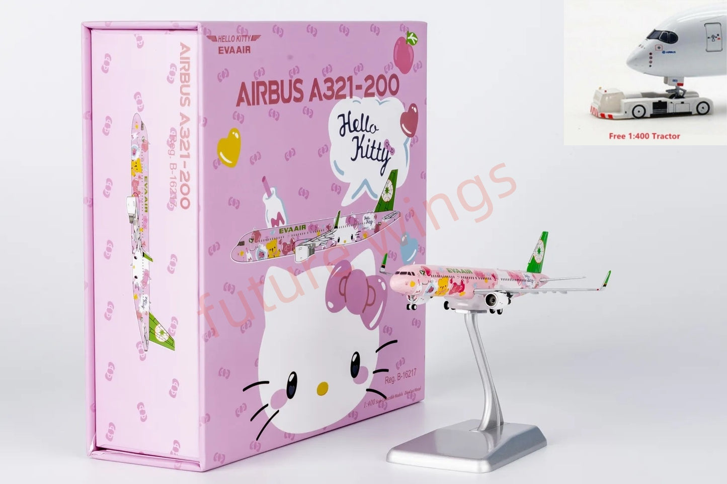 1:400 NG Models NG13122 EVA Air A321 B-16217 KITTY "Luxury Package"Aircraft Model+Free Tractor
