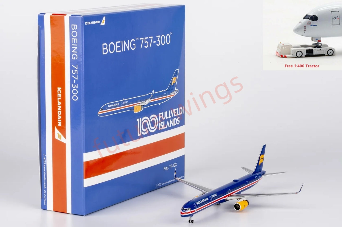1:400 NG Models NG45009 Iceland Air B757-300TF-ISX "100Years"Aircraft Model+Free Tractor