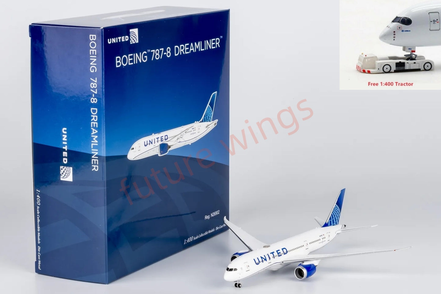1:400 NG Models NG59031 United Airlines B787-8 N26902 Aircraft Model+Free Tractor