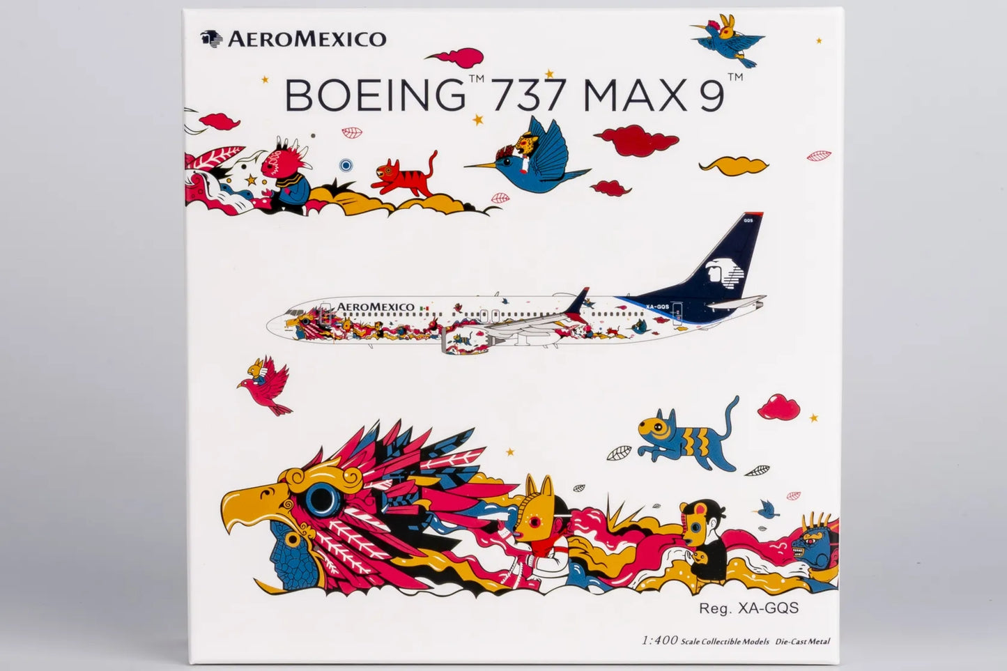 1:400 NG Models NG59014 AeroMexico B737 MAX9 XA-GQS Aircraft Model+Free Tractor