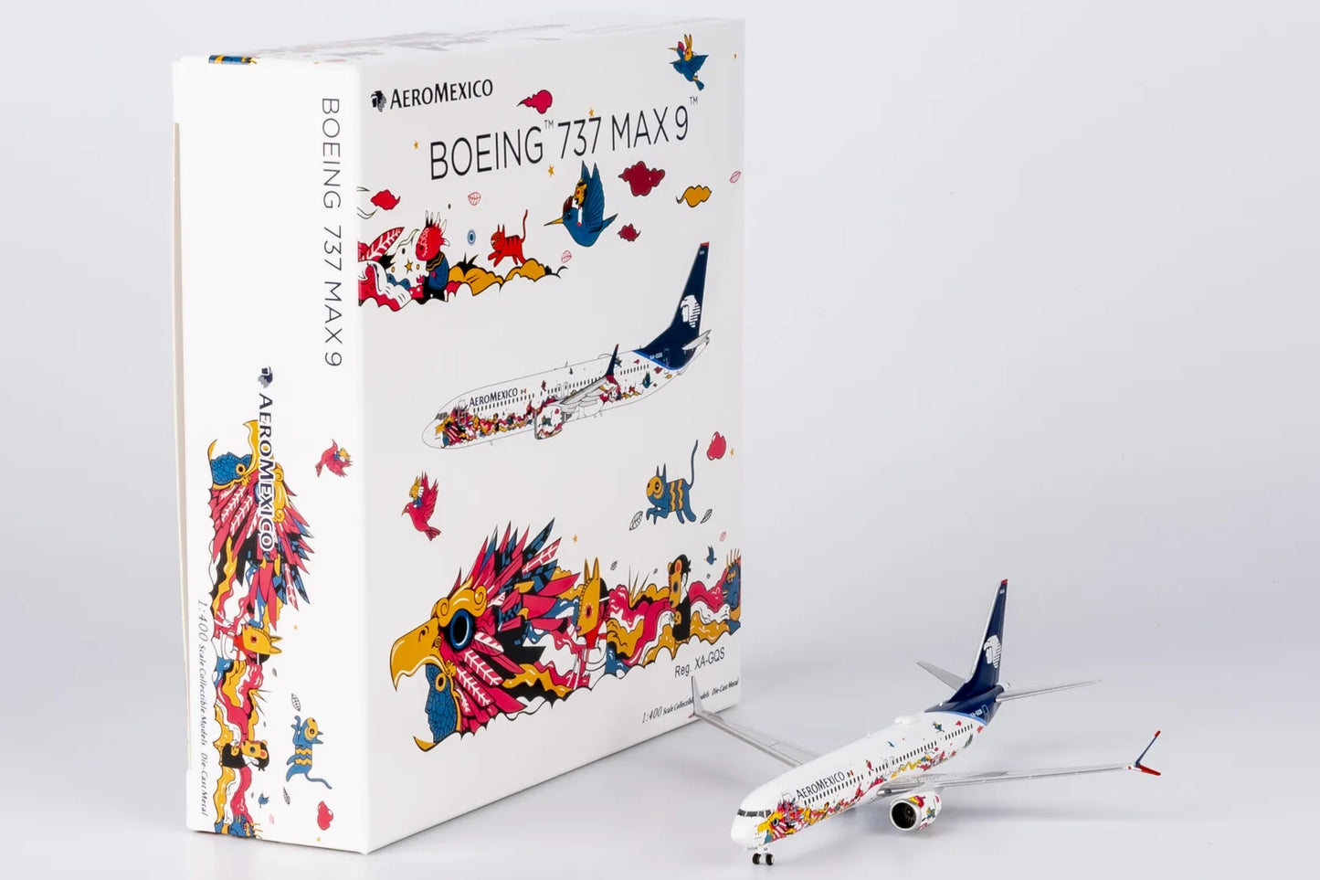 1:400 NG Models NG59014 AeroMexico B737 MAX9 XA-GQS Aircraft Model+Free Tractor