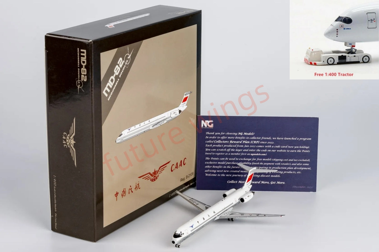 1:400 NG Models NG83018 CAAC McDonnell Douglas MD-82 B-2109 Aircraft Model+Free Tractor