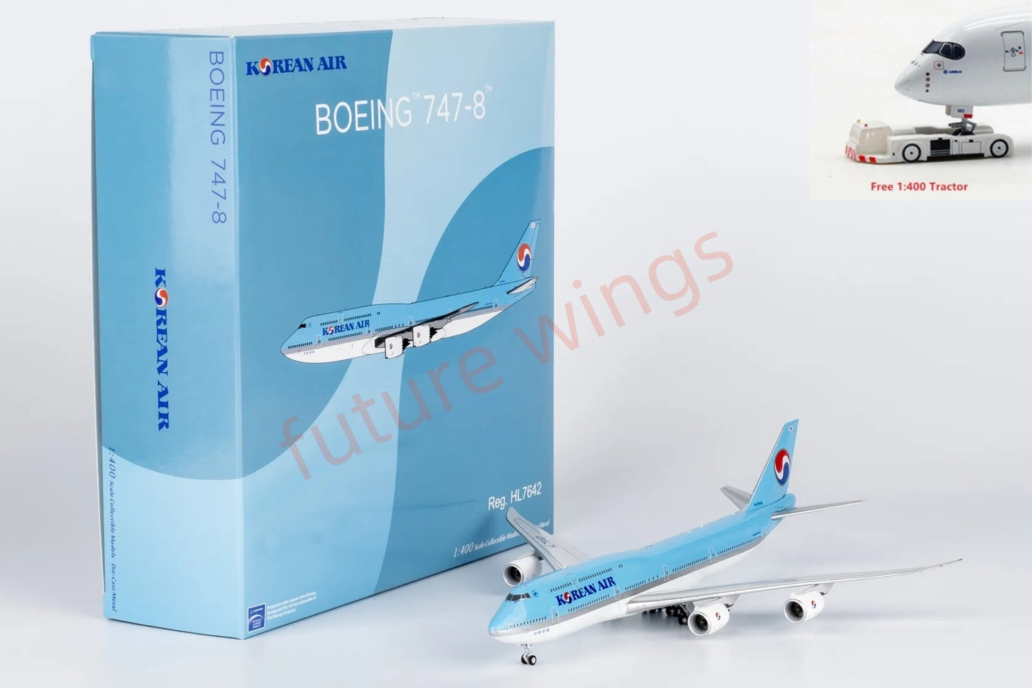 1:400 NG Models NG78038 Korean Air B747-8 HL7642 Aircraft Model+Free Tractor