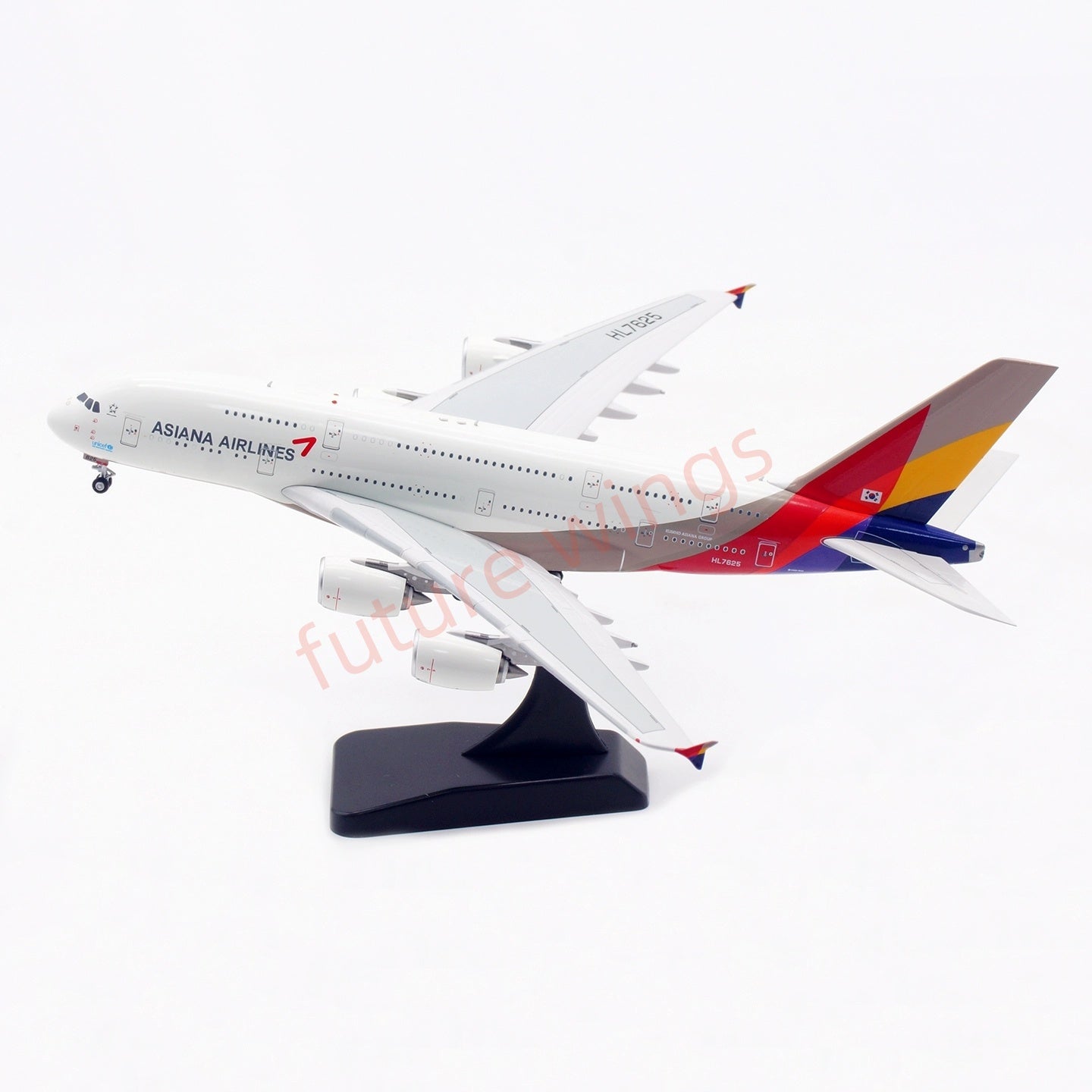 1:400 Aviation400 Asiana Airlines A380 HL7625 Aircraft Model Free Tractor+Stand