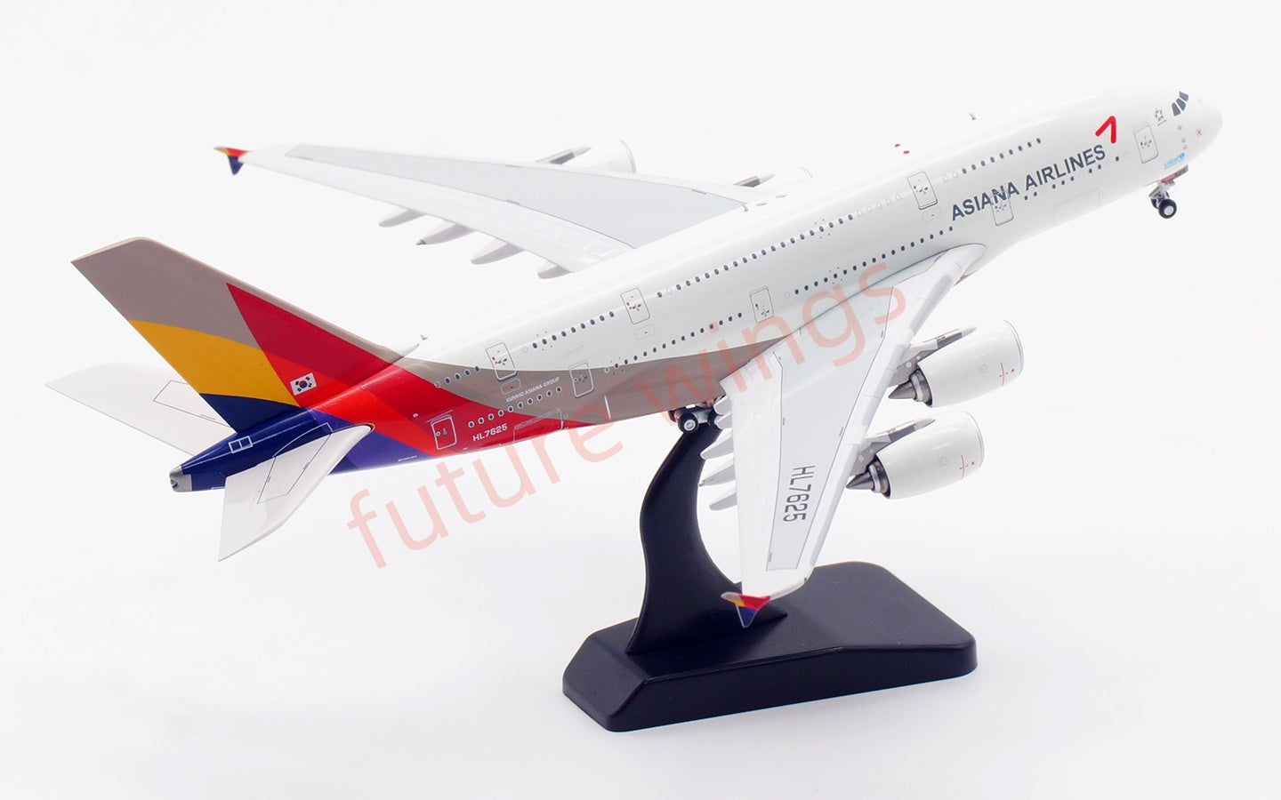 1:400 Aviation400 Asiana Airlines A380 HL7625 Aircraft Model Free Tractor+Stand