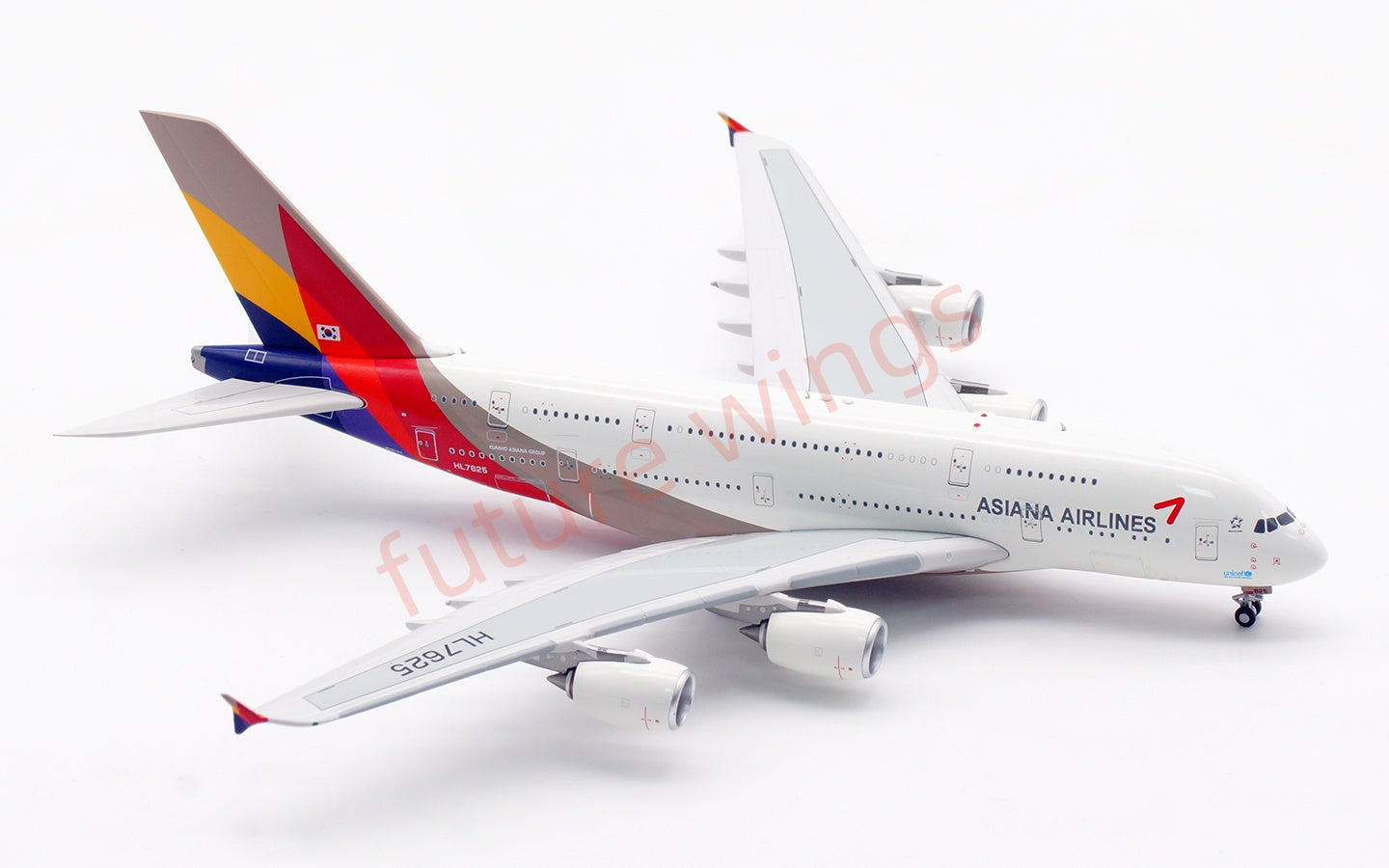 1:400 Aviation400 Asiana Airlines A380 HL7625 Aircraft Model Free Tractor+Stand