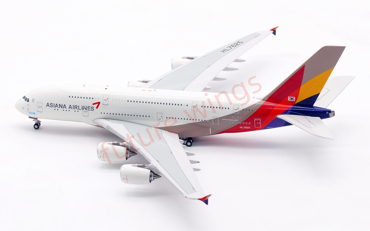 1:400 Aviation400 Asiana Airlines A380 HL7625 Aircraft Model Free Tractor+Stand