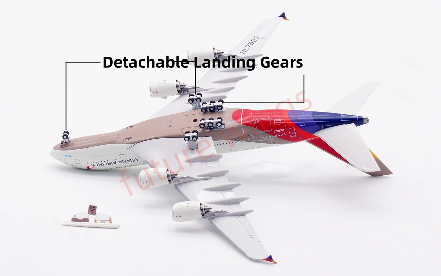 1:400 Aviation400 Asiana Airlines A380 HL7625 Aircraft Model Free Tractor+Stand