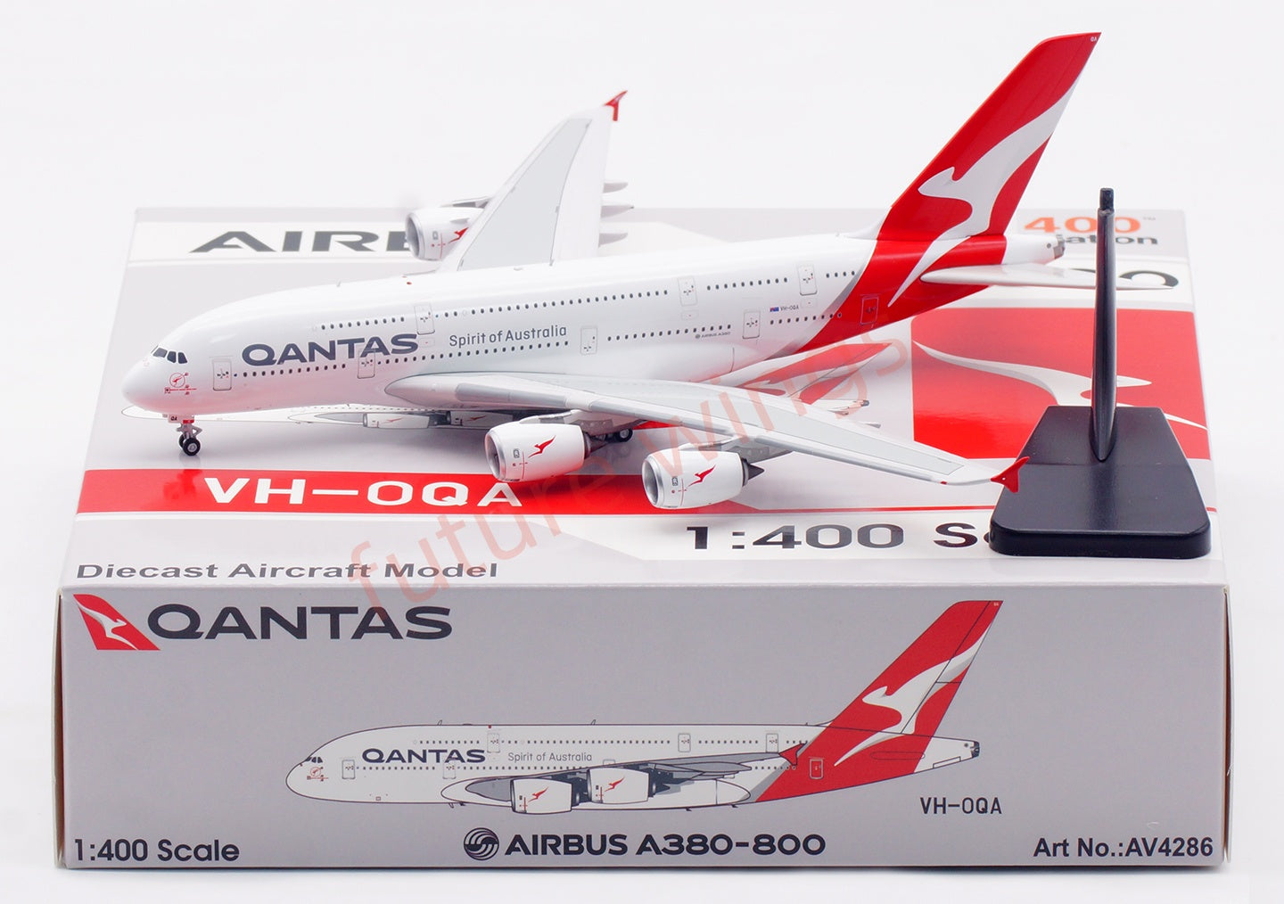 1:400 Aviation400 Qantas Airways A380 VH-OQA Aircraft Model Free Tractor+Stand