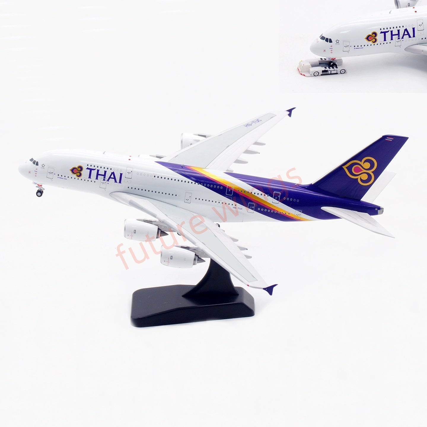 1:400 Aviation400 Thai Airways A380 HS-TUC Aircraft Model Free Tractor+Stand