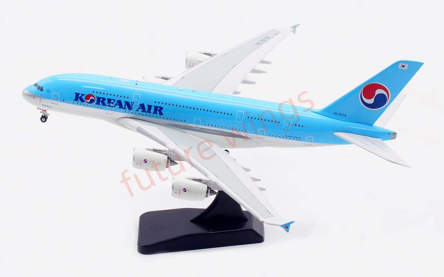 1:400 Aviation400 Korean Air A380 HL7619 Aircraft Model Free Tractor+Stand
