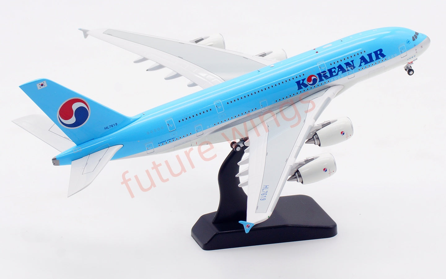 1:400 Aviation400 Korean Air A380 HL7619 Aircraft Model Free Tractor+Stand