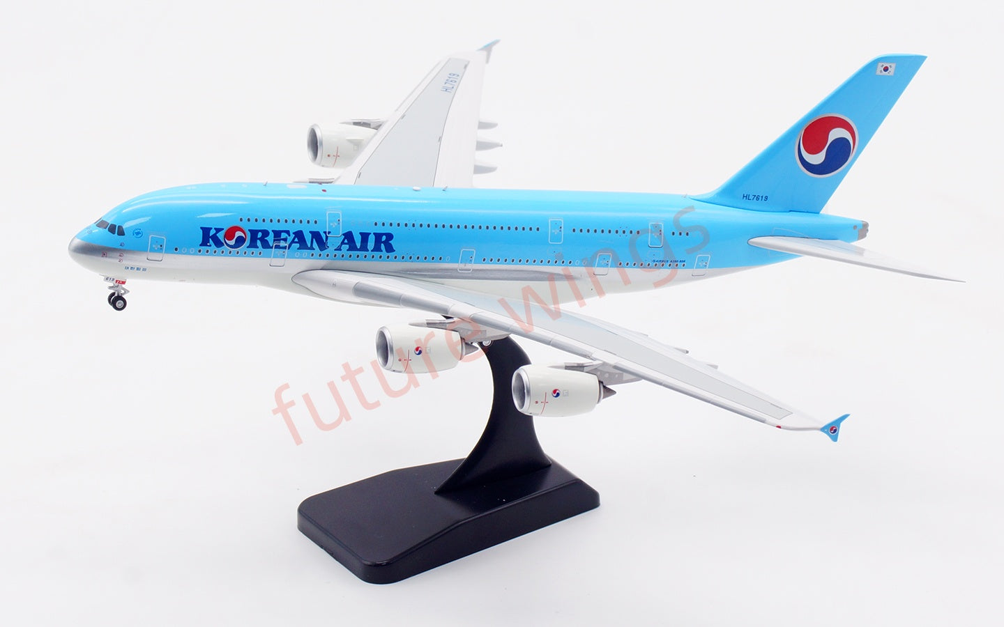 1:400 Aviation400 Korean Air A380 HL7619 Aircraft Model Free Tractor+Stand