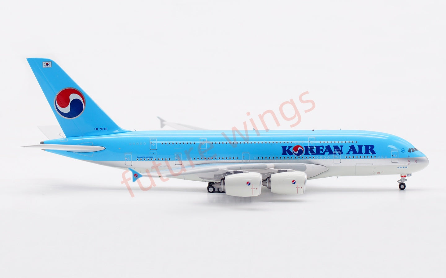 1:400 Aviation400 Korean Air A380 HL7619 Aircraft Model Free Tractor+Stand