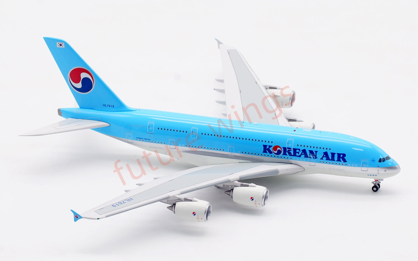 1:400 Aviation400 Korean Air A380 HL7619 Aircraft Model Free Tractor+Stand
