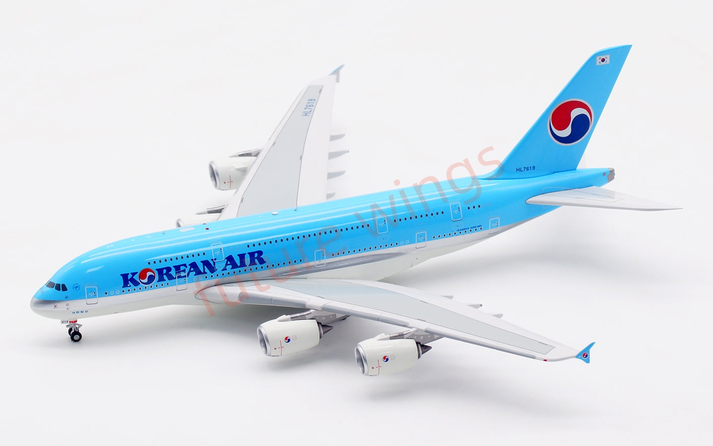 1:400 Aviation400 Korean Air A380 HL7619 Aircraft Model Free Tractor+Stand