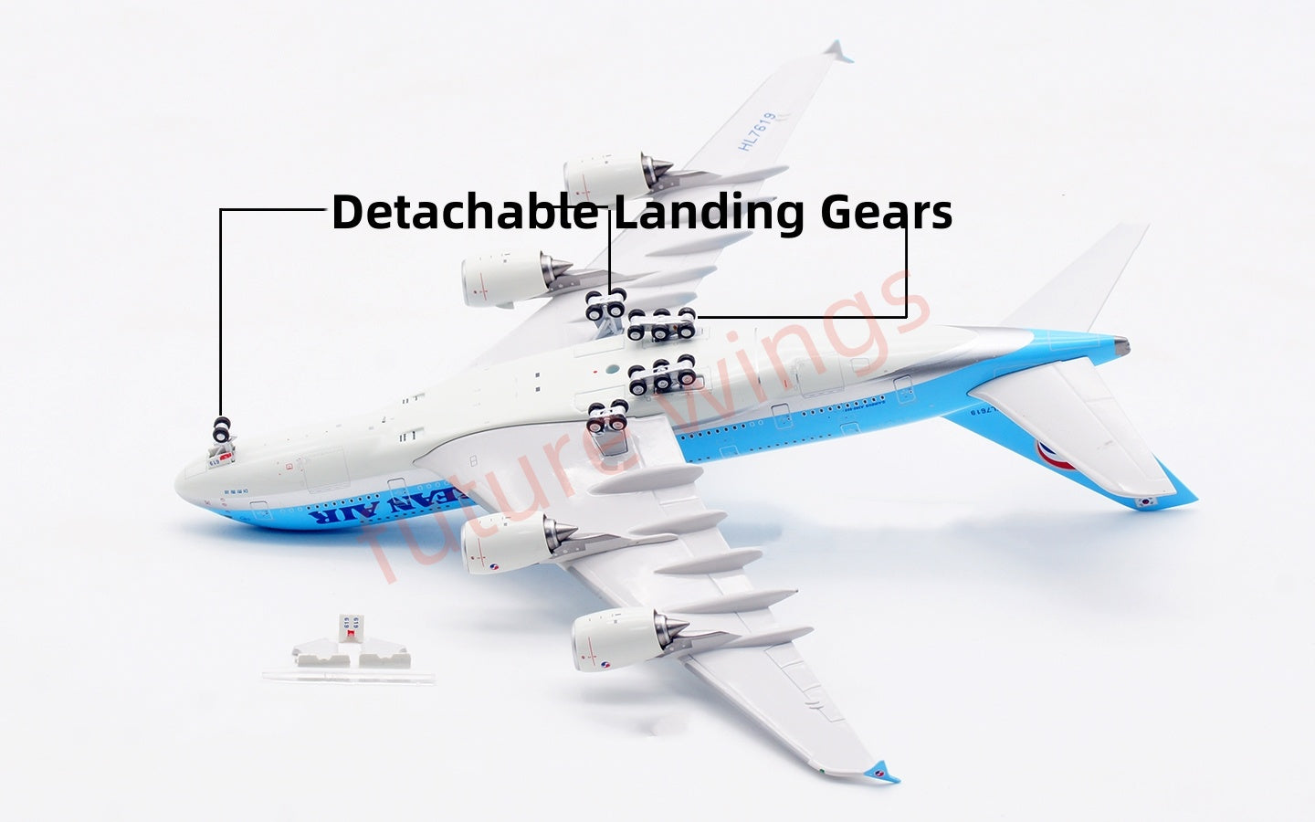 1:400 Aviation400 Korean Air A380 HL7619 Aircraft Model Free Tractor+Stand