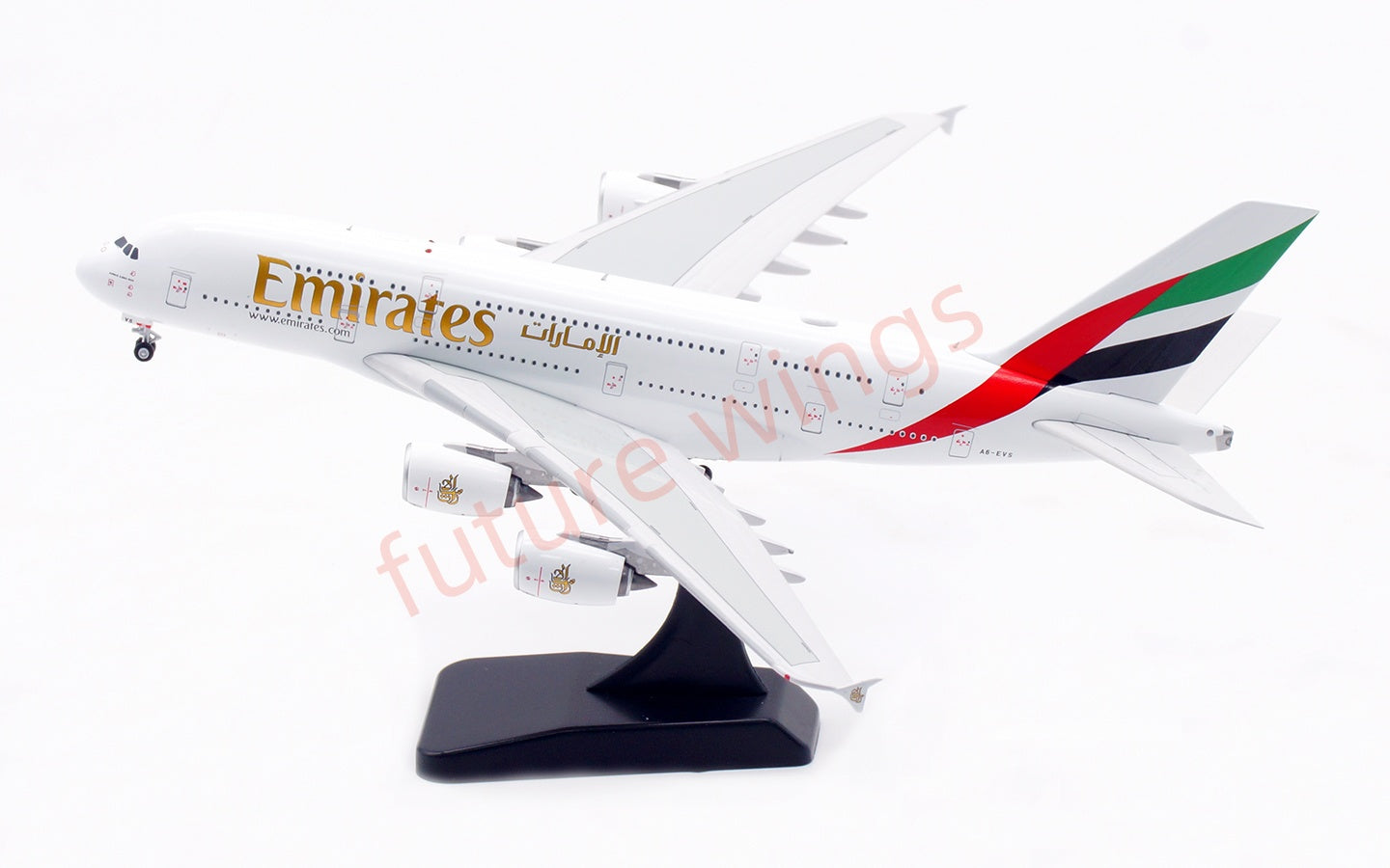 1:400 Aviation400 Emirates Airways A380 A6-EVS Aircraft Model Free Tractor+Stand