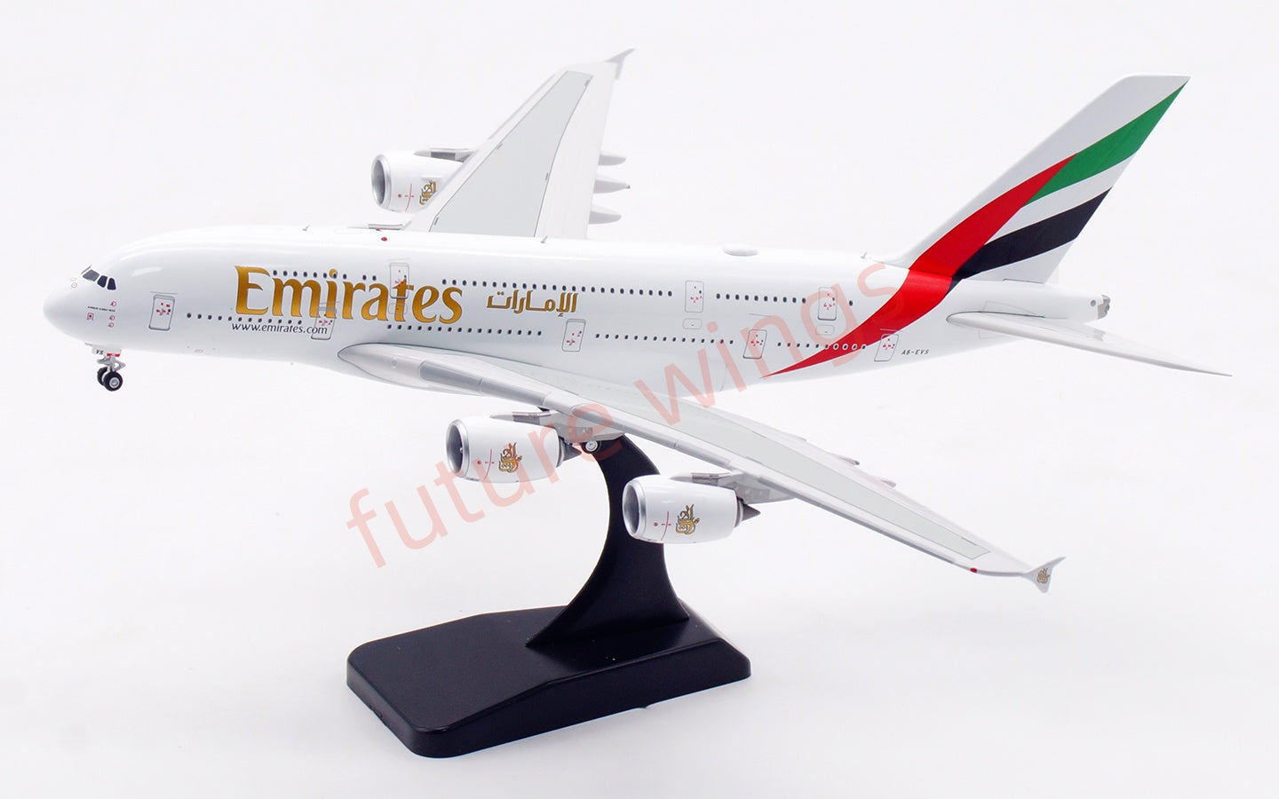 1:400 Aviation400 Emirates Airways A380 A6-EVS Aircraft Model Free Tractor+Stand