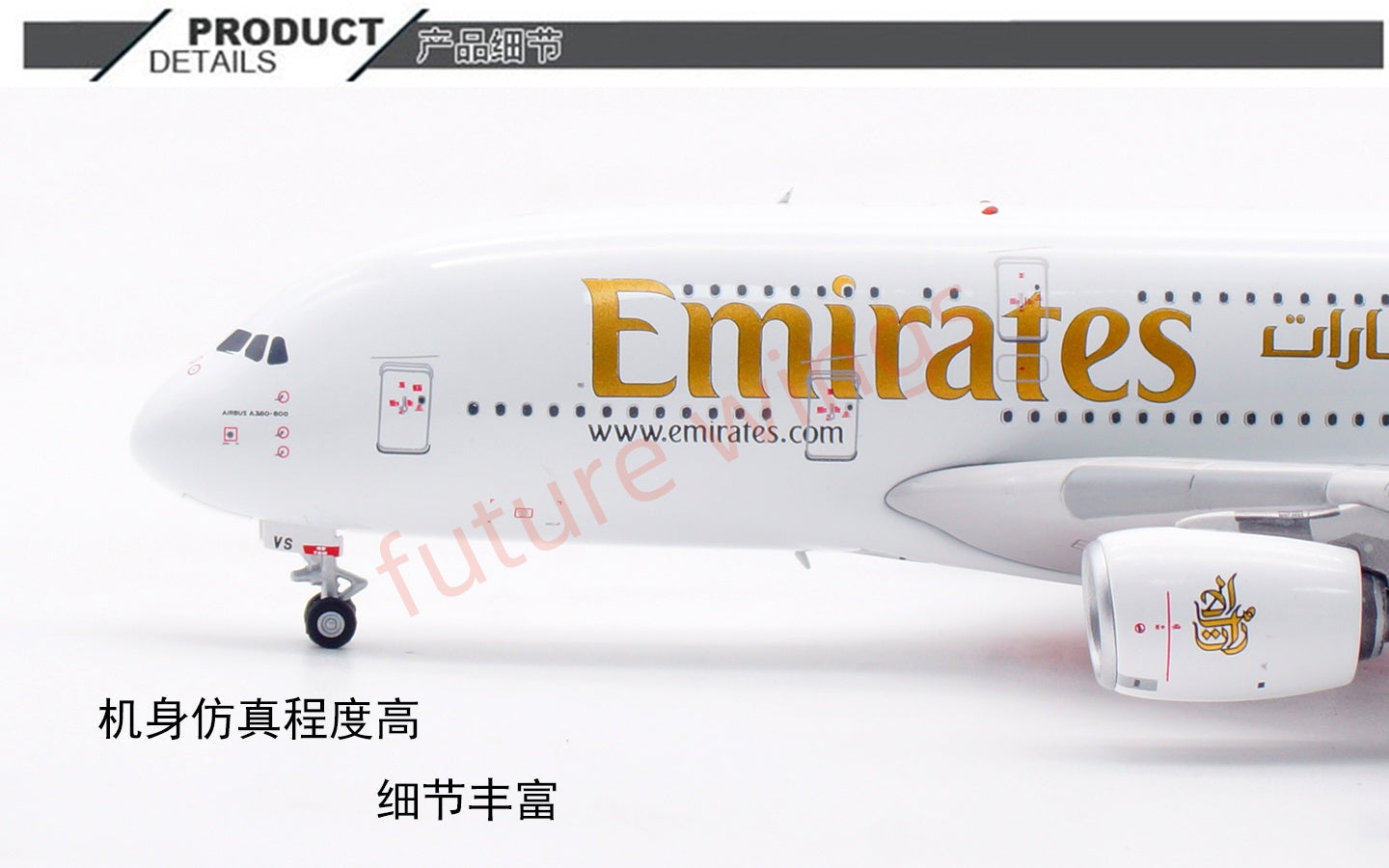 1:400 Aviation400 Emirates Airways A380 A6-EVS Aircraft Model Free Tractor+Stand