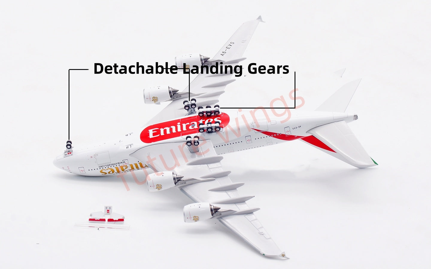 1:400 Aviation400 Emirates Airways A380 A6-EVS Aircraft Model Free Tractor+Stand