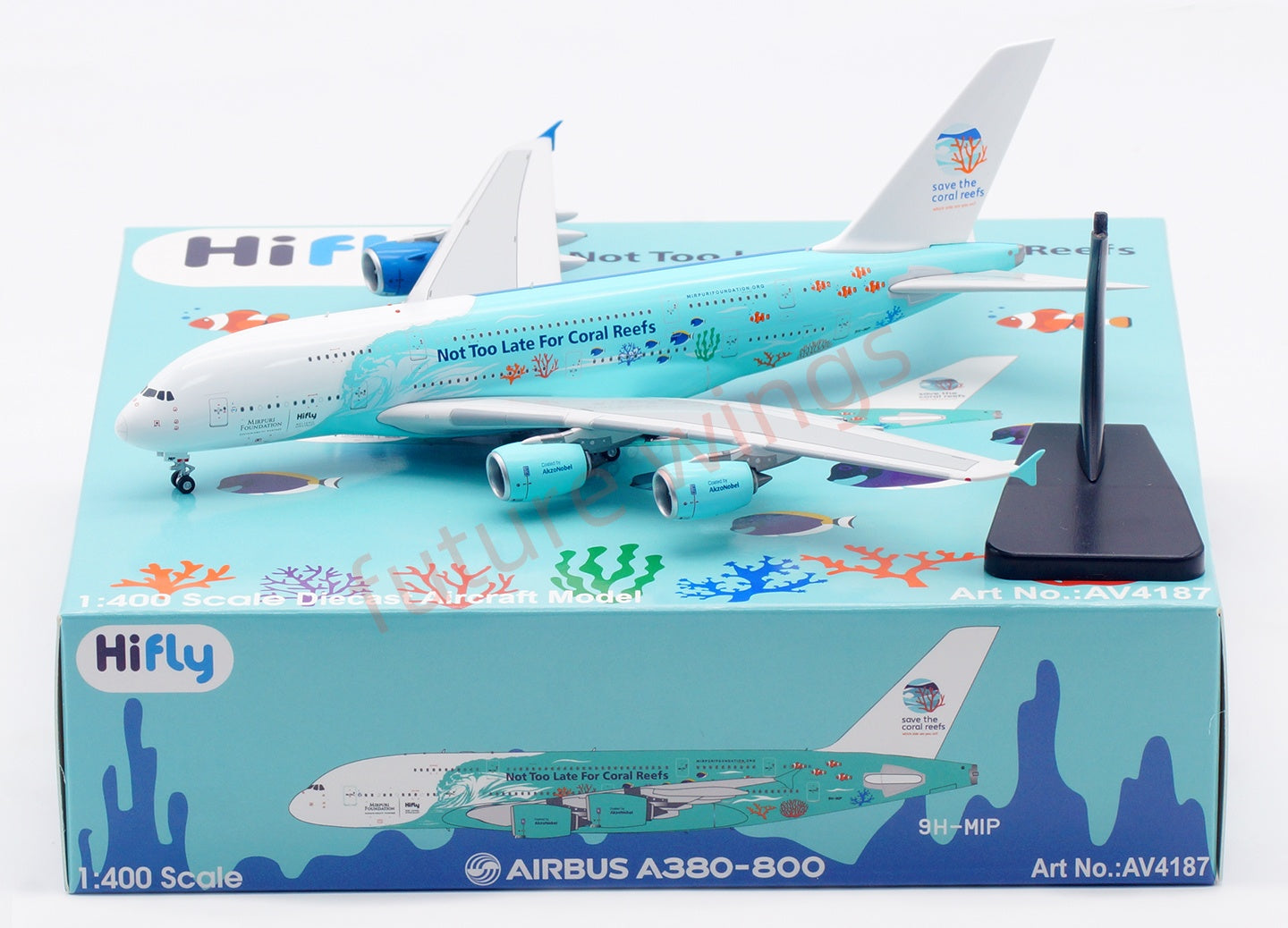 1:400 Aviation400 Hifly A380 9H-MIP Aircraft Model Free Tractor+Stand