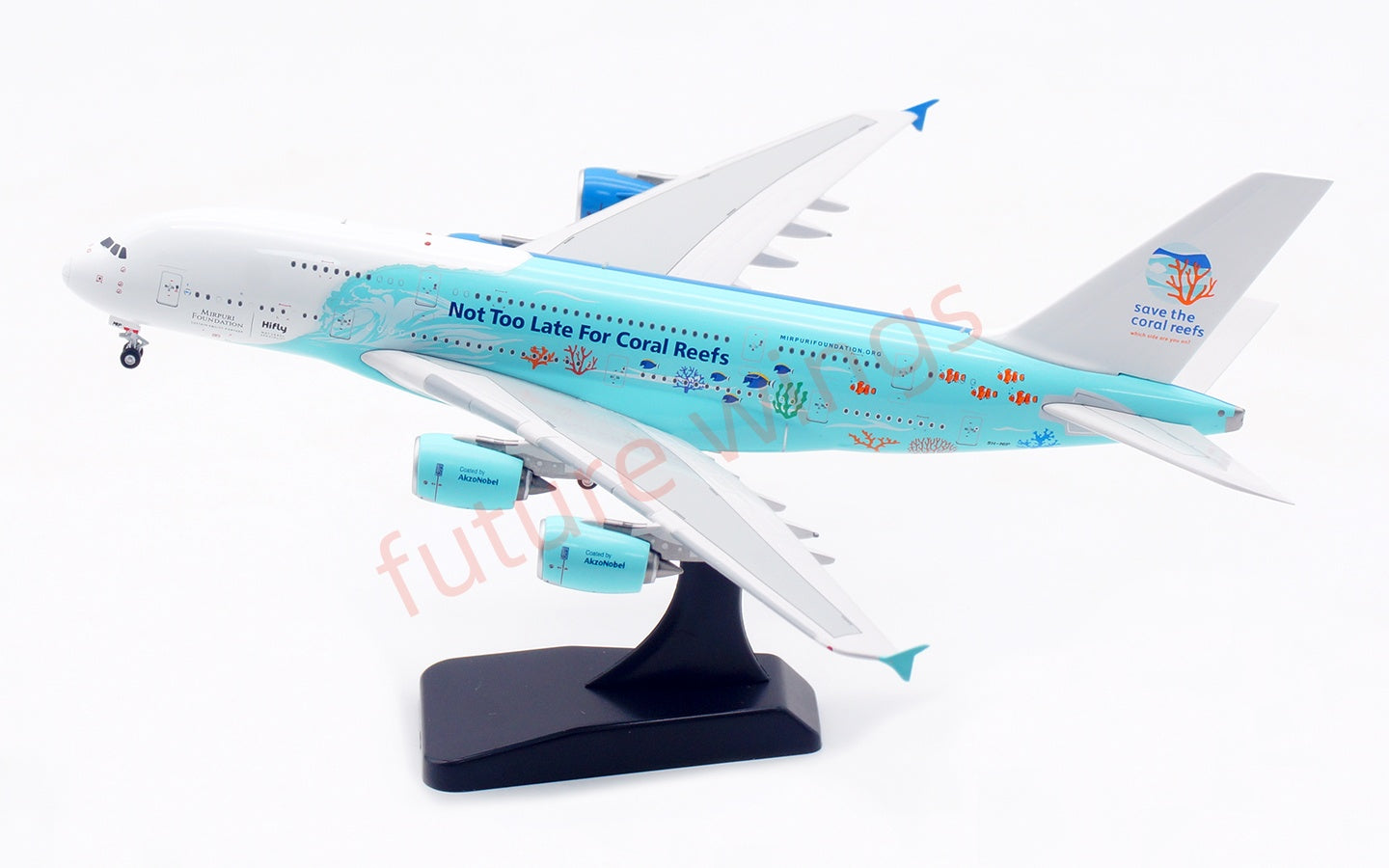 1:400 Aviation400 Hifly A380 9H-MIP Aircraft Model Free Tractor+Stand