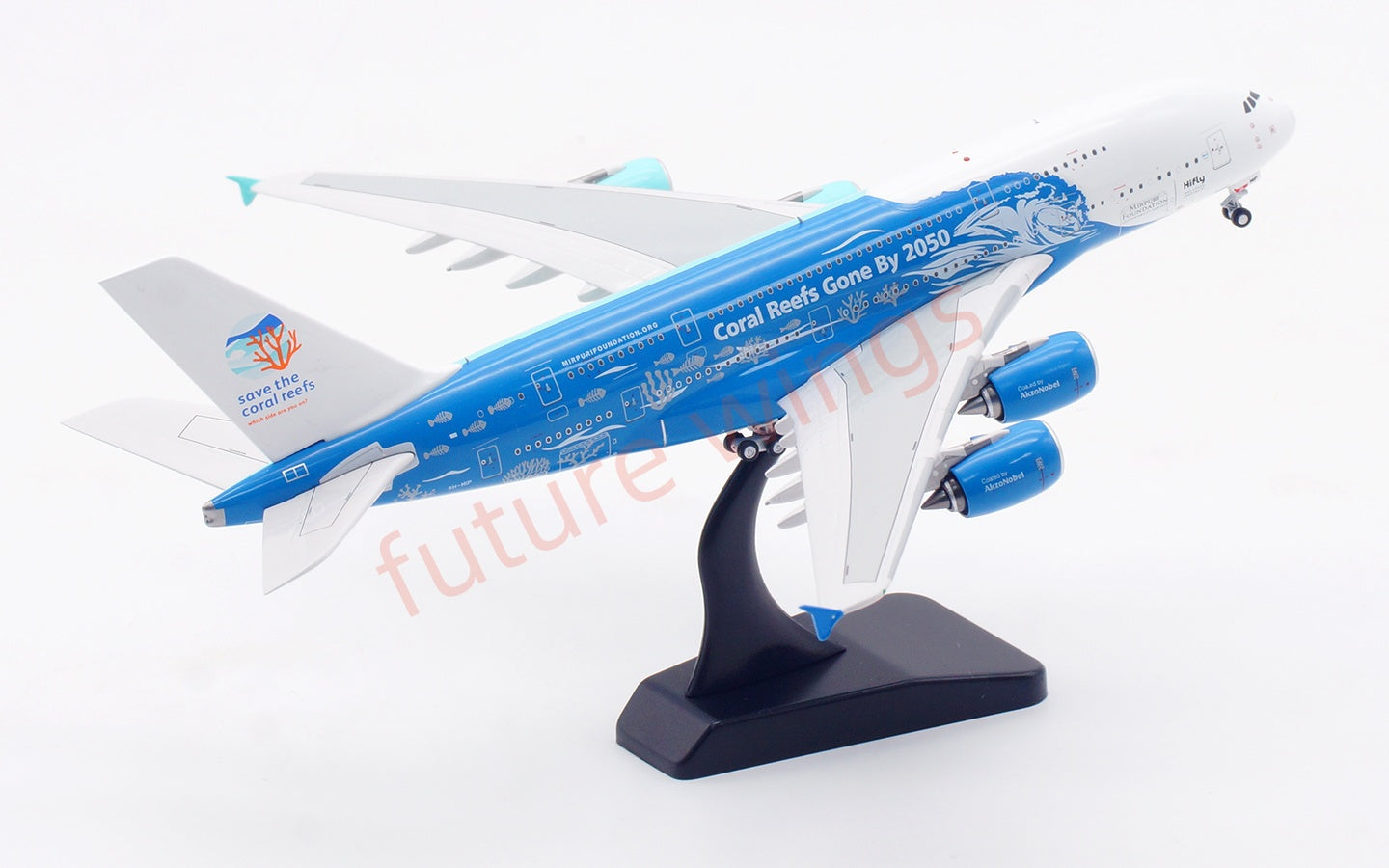 1:400 Aviation400 Hifly A380 9H-MIP Aircraft Model Free Tractor+Stand