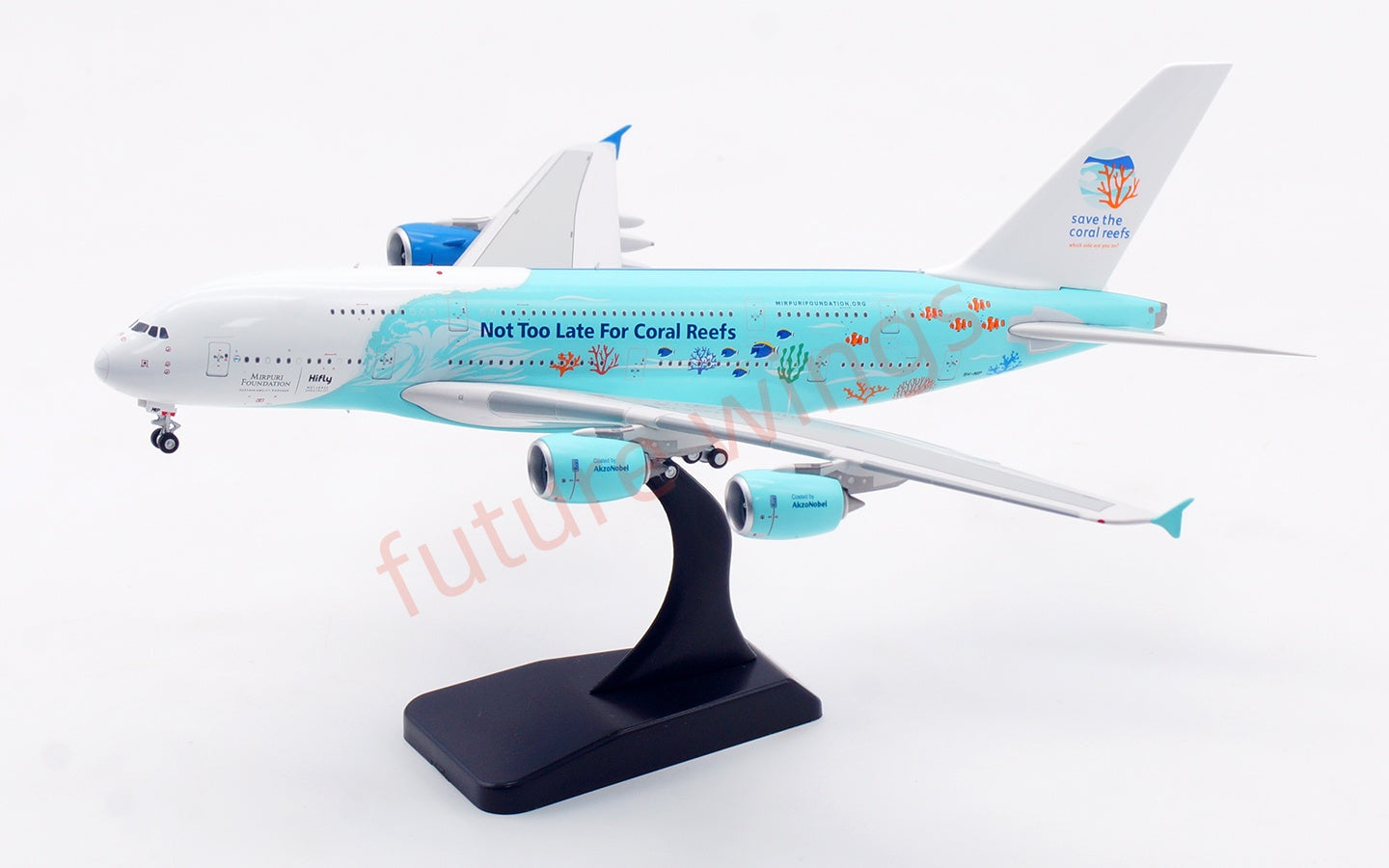 1:400 Aviation400 Hifly A380 9H-MIP Aircraft Model Free Tractor+Stand